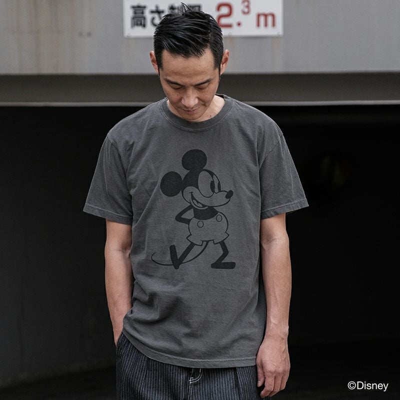 ぶ*︎様 FRAMeWORK ミッキーマウス Tシャツ ダークグレー 期間限定値 Tシャツ ミッキーマウス ヴィンテージライク 3色展開 半袖 コットン